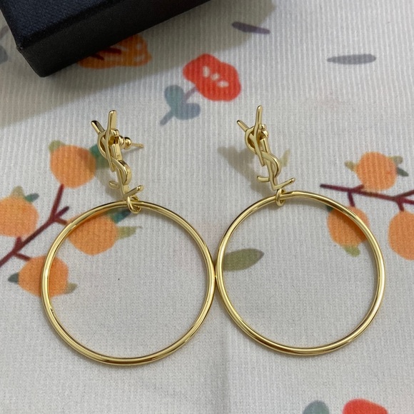 Saint Laurent Jewelry - Saint Laurent Large Gold Hoop Earrings